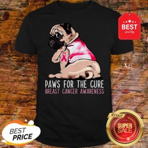 Official Pug Paws For The Cure Breast Cancer Awareness Pink Ribbon Shirt
