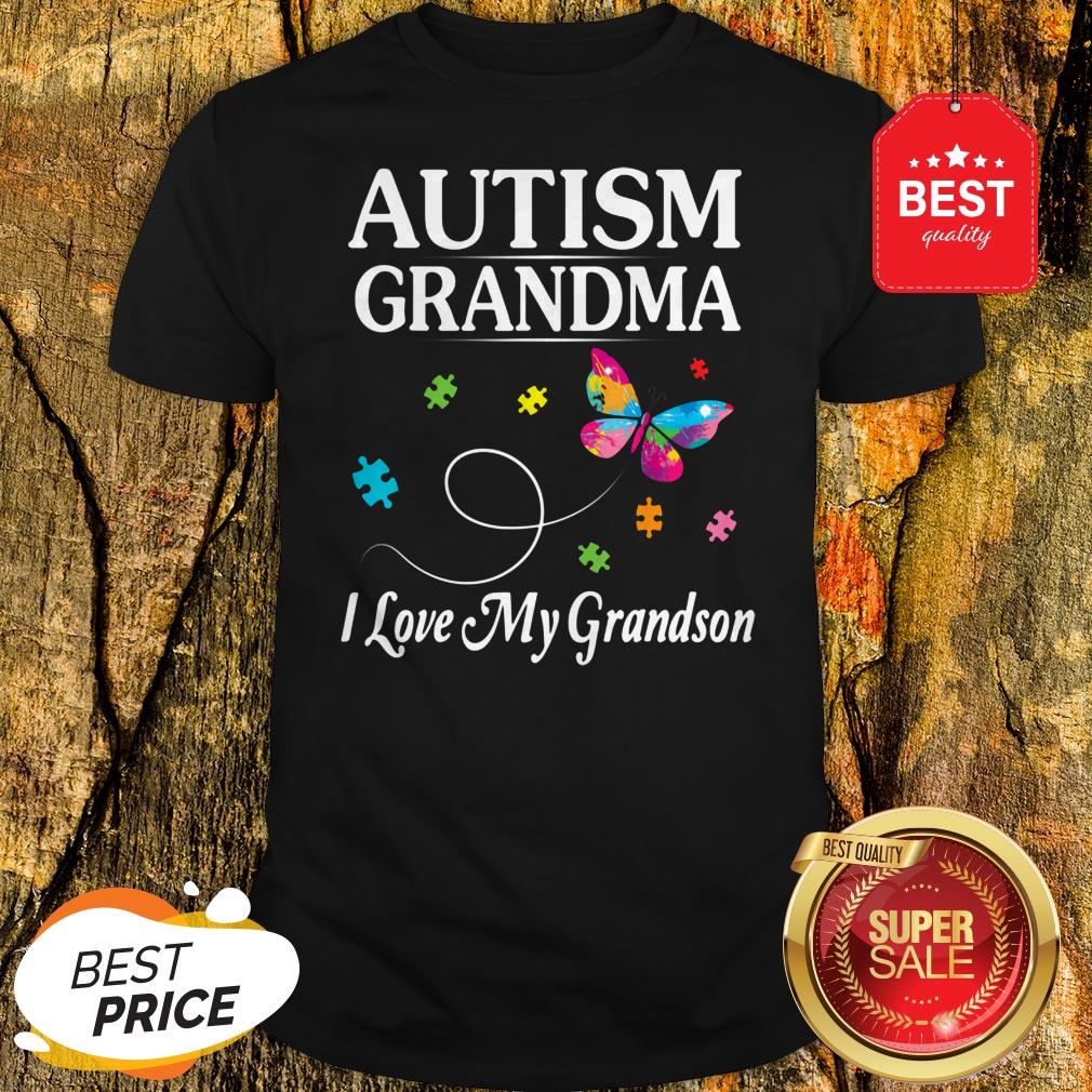 Butterfly Autism Grandma I Love My Grandson Awareness Shirt