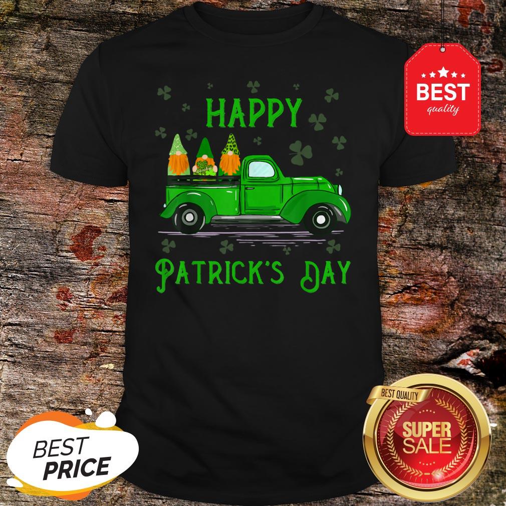 Happy Saint Patrick’s Day Cool Green Gnomes Truck Shamrock Shirt