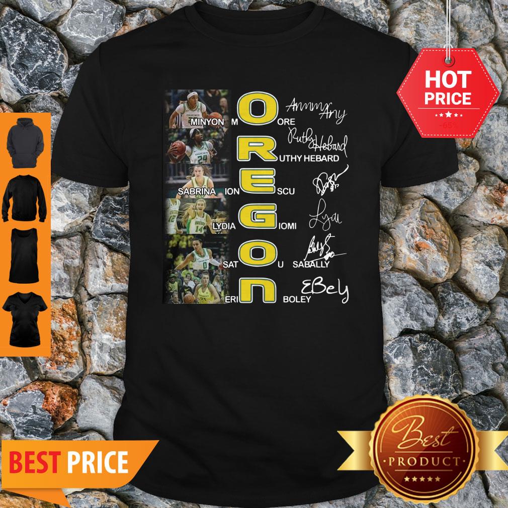 Oregon Ducks Minyon Moore Ruthy Hebard Signatures Shirt