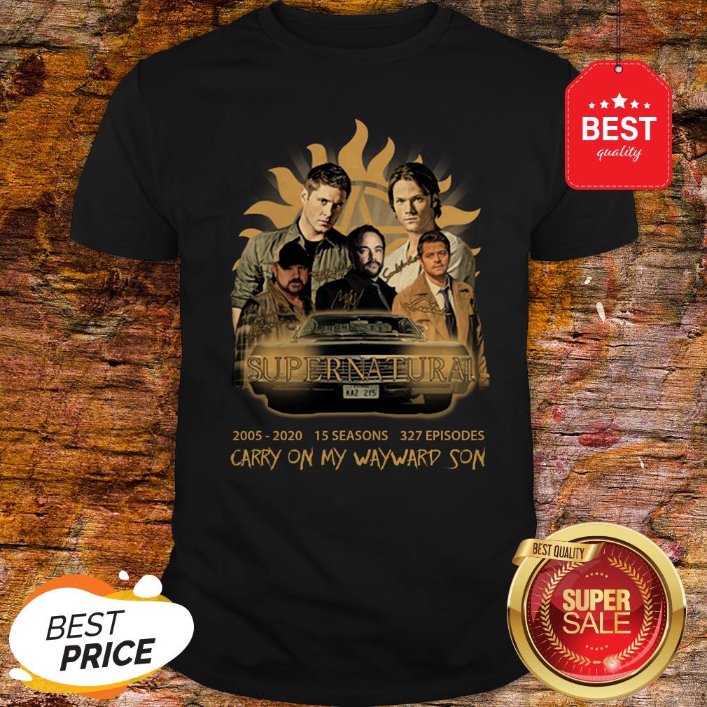Official Supernatural 2005 2020 15 Seasons 327 Ep Carry On My Wayward Son Shirt