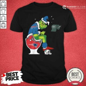 Top The Grinch Buffalo Bills Shit On Toilet New England Patriots And Other Teams Christmas Shirt