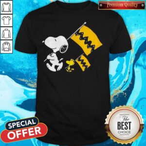 Cute Snoopy And Woodstock Holding Flag Shirt