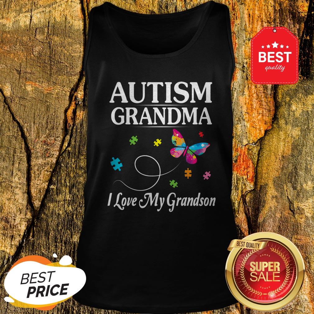Butterfly Autism Grandma I Love My Grandson Awareness Shirt