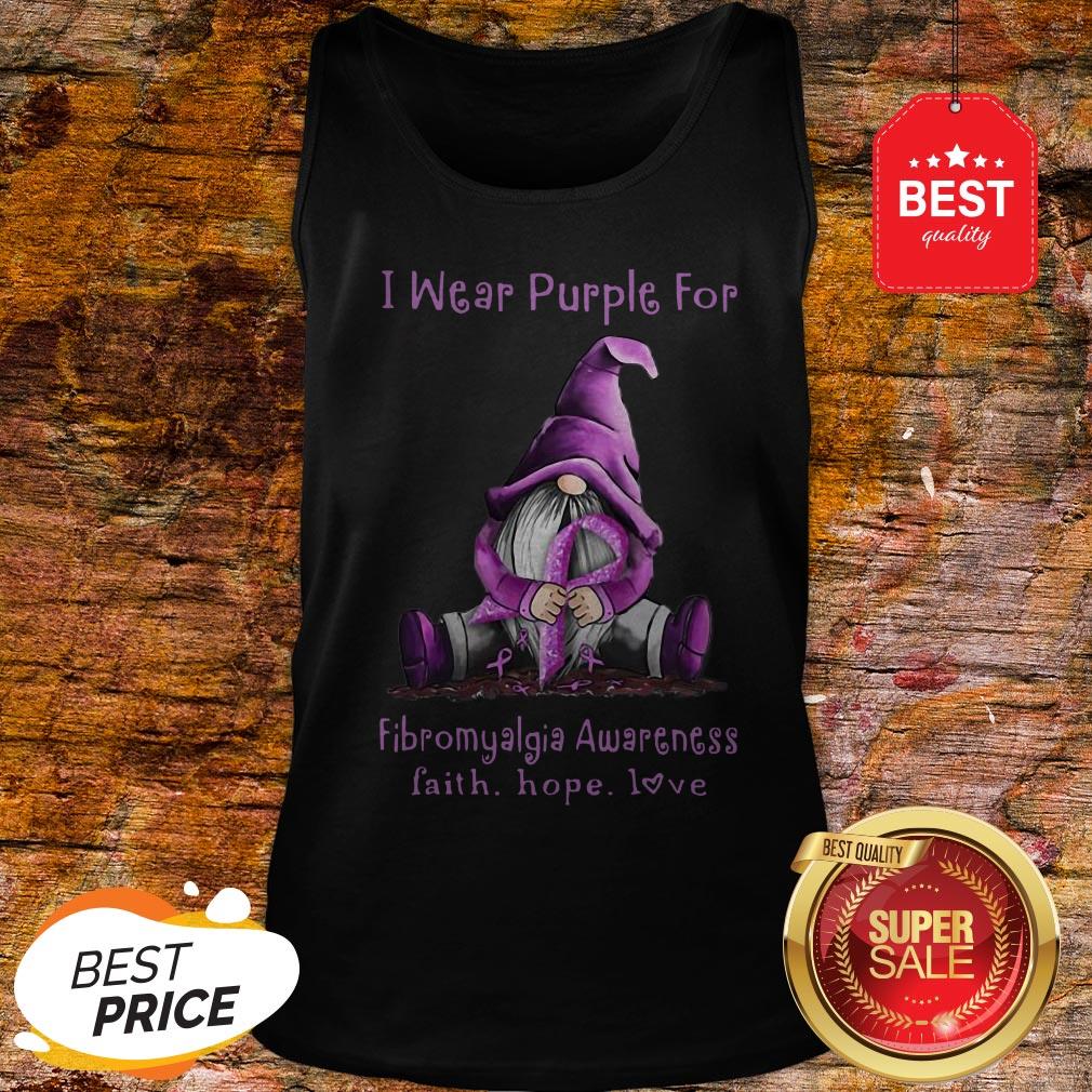 Gnome I Wear Purple For Fibromyalgia Awareness Faith Hope Love Shirt