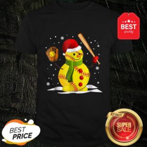 Official Hot Softball Snowman Christmas Shirt