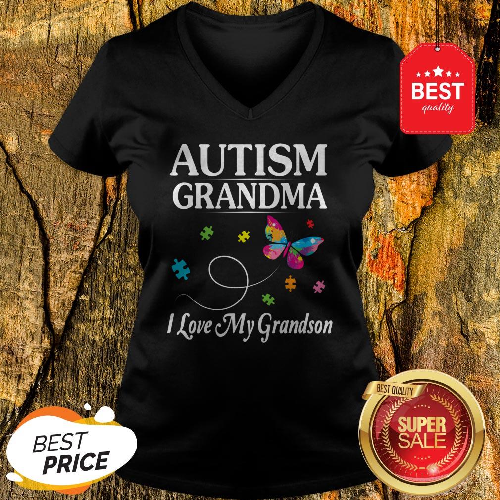 Butterfly Autism Grandma I Love My Grandson Awareness Shirt