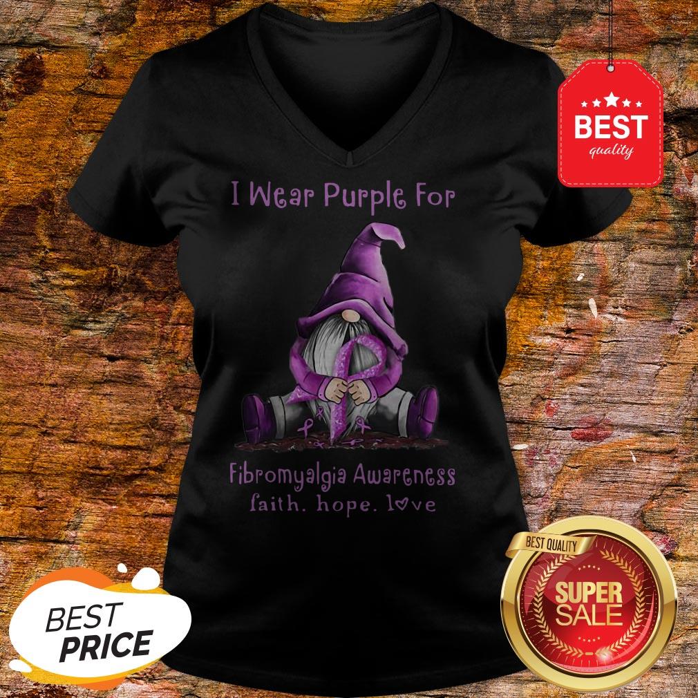 Gnome I Wear Purple For Fibromyalgia Awareness Faith Hope Love Shirt