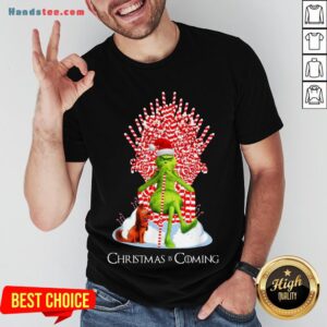 Pretty Grinch Christmas Is Coming Candy Cane Throne Sweat Shirt