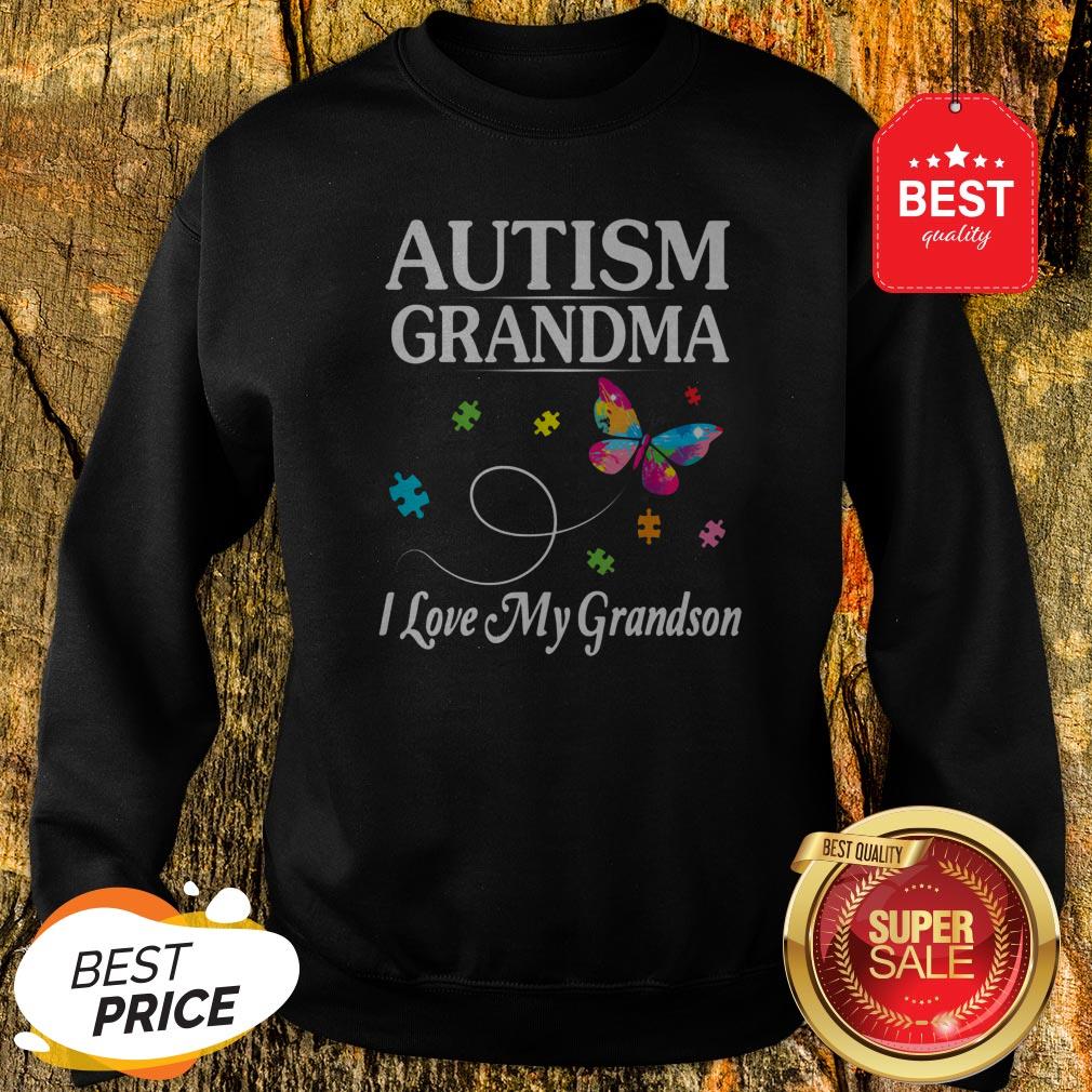 Butterfly Autism Grandma I Love My Grandson Awareness Shirt