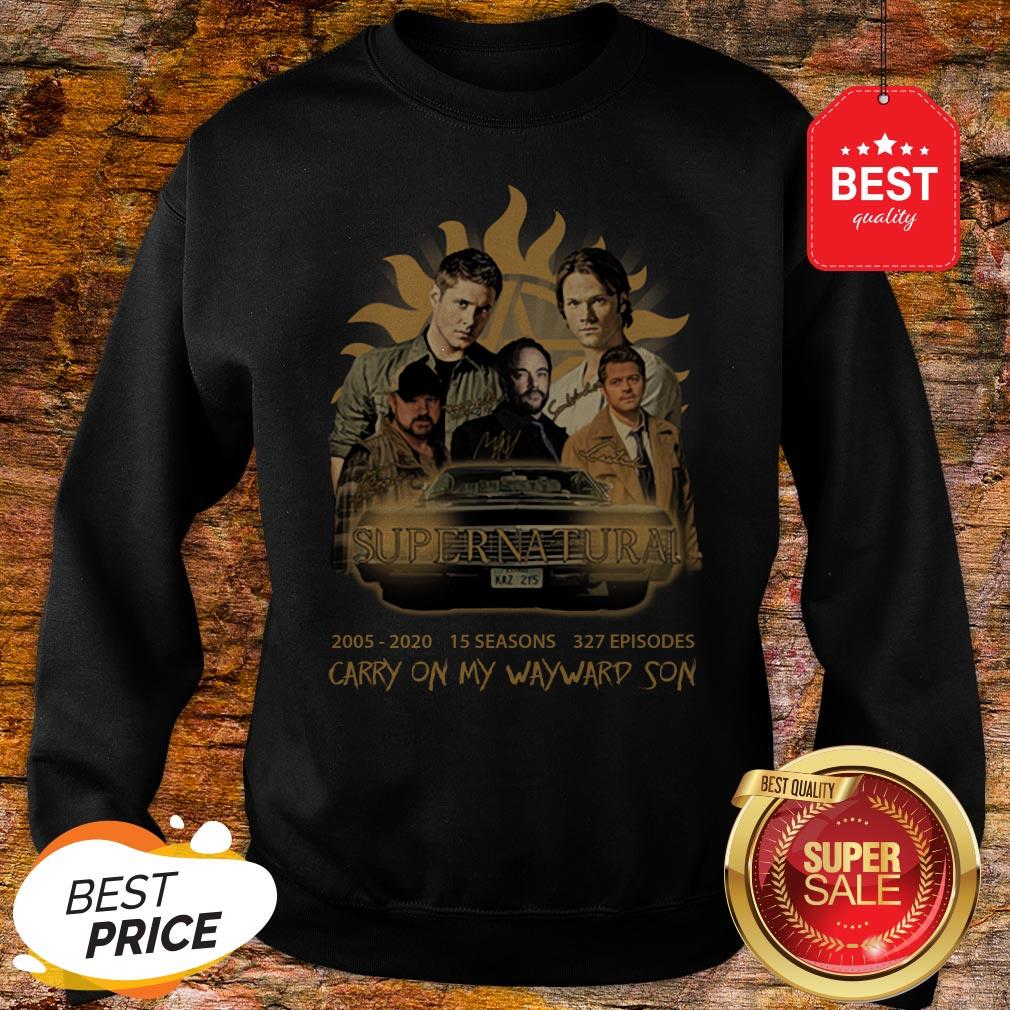 Official Supernatural 2005 2020 15 Seasons 327 Ep Carry On My Wayward Son Shirt