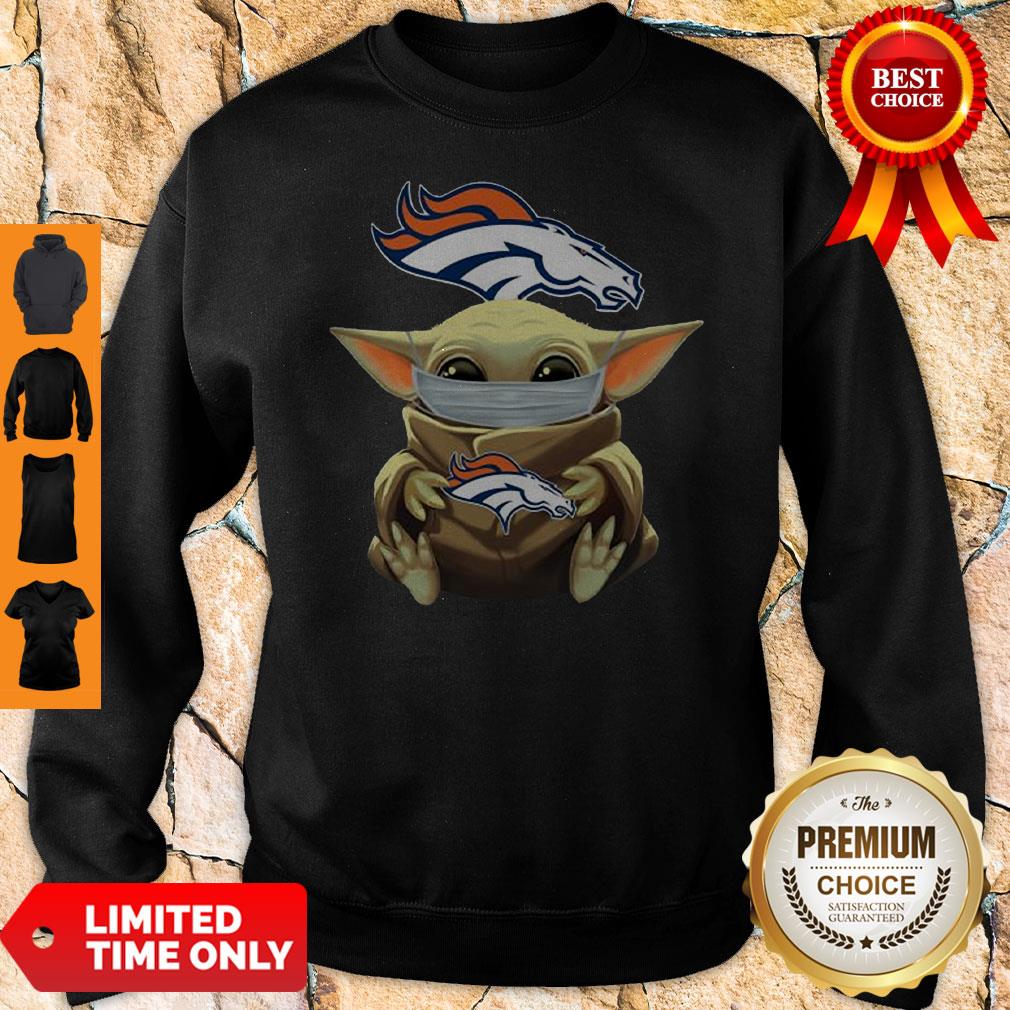 Official Baby Yoda Face Mask Denver Broncos Tee Shirt