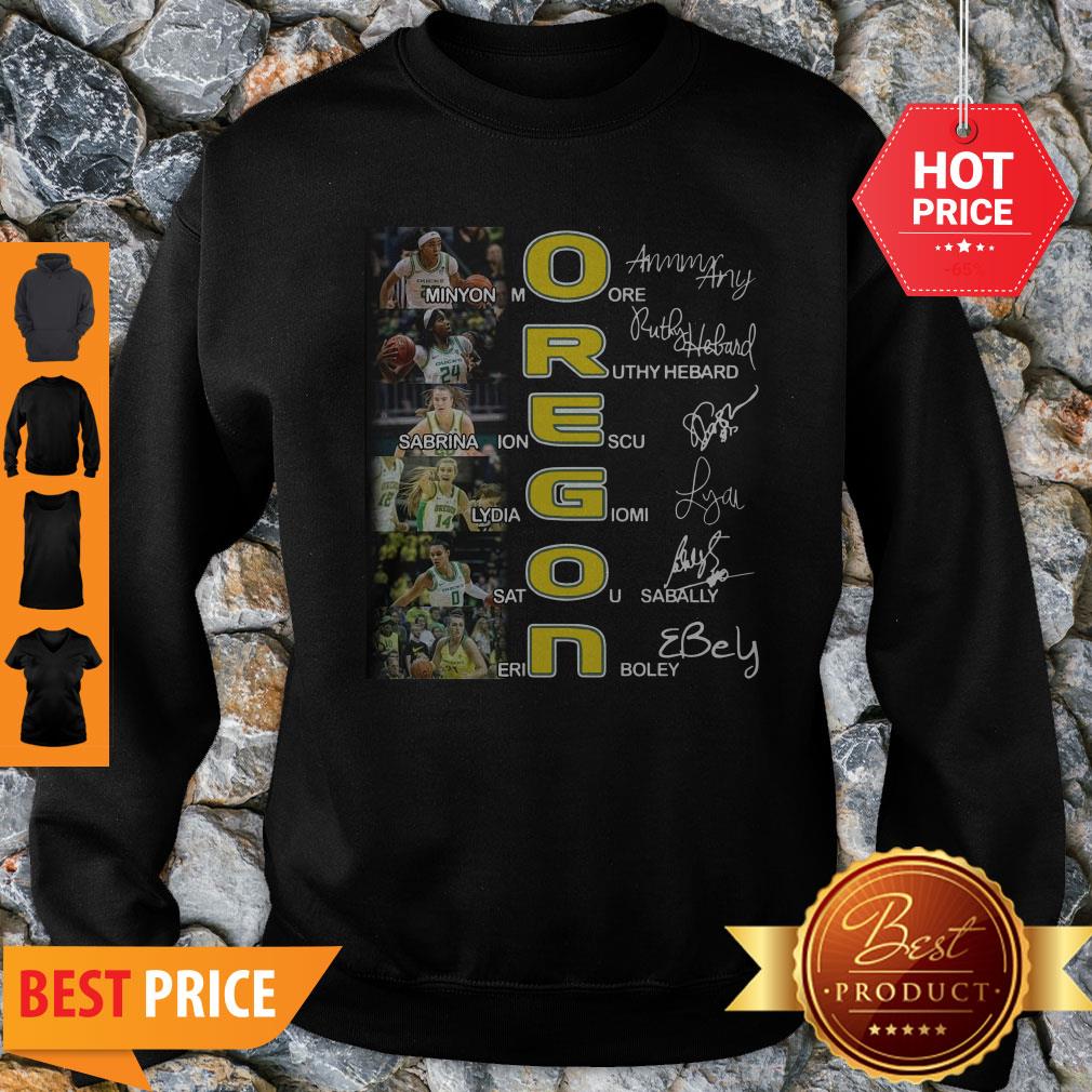 Oregon Ducks Minyon Moore Ruthy Hebard Signatures Shirt