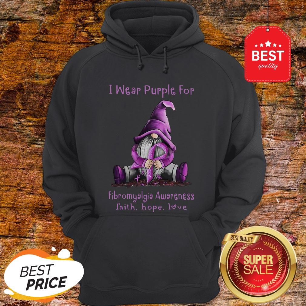 Gnome I Wear Purple For Fibromyalgia Awareness Faith Hope Love Shirt