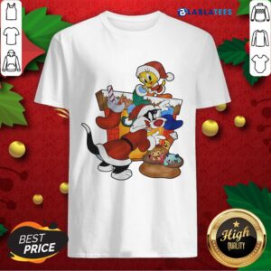 Awesome Girls Red Sylvester The Cat And Tweety Bird Christmas Shirt