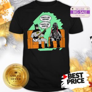 Official Top Mens Batman And Darth Vader Party On Wayne Party On Darth Shirt