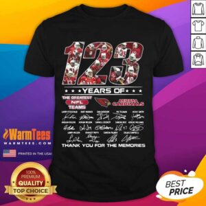 Good 123 Years Of The Nfl Teams Arizona Cardinals Signatures Thanks For The Memories Shirt