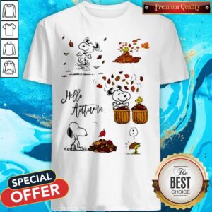 Snoopy And Woodstock Hello Autumn Maple Leaves Shirt