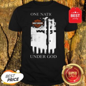 Official One Nation Motor Harley Davidson Cycles Under God American Flag Shirt