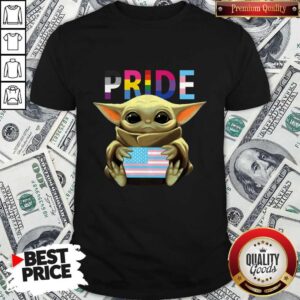 Pride Baby Yoda Hug American Flag Shirt