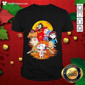 Colorful Peanuts Snoopy And Friends Horror Face On The Moon Shirt