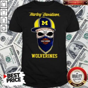 Funny Skull Harley Davidson Wolverines Hat Shirt