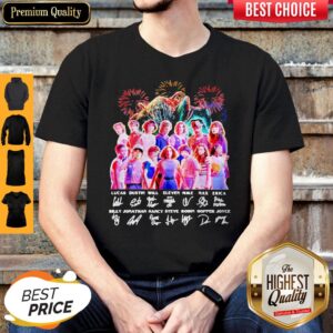 Premium Stranger Things Black Signatures Shirt