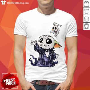 Hot Baby Yoda In Jack Skellington And Zero Shirt