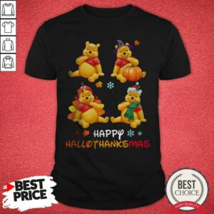 Pooh Disney Halloween And Merry Christmas Happy Hallothanksmas Shirt