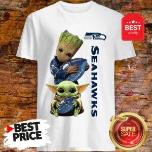 Baby Groot And Baby Yoda Hug Seattle Seahawks Star Wars Shirt