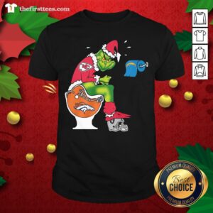 Hot The Grinch Kansas City Chiefs Shit On Toilet Denver Broncos And Oakland Raiders Christmas Shirt