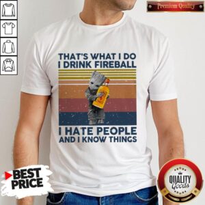 Baby Groot That’s What I Do I Drink Fireball I Hate People And I Know Things Vintage Shirt