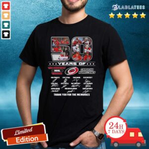 Nice 50 Years Of Carolina Hurricanes The Greatest NHL Teams Thank You For The Memories Signatures Shirt