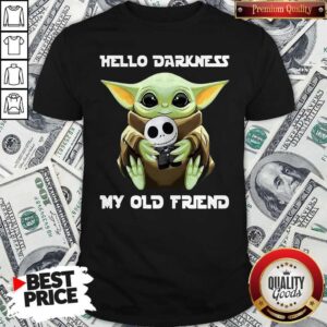 Top Baby Yoda Hug Skellington Hello Darkness My Old Friend Shirt