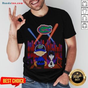 Snoopy And Charlie Brown Watching Florida Gators City By Night Shirt
