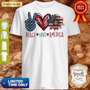 Official Peace Love Sunflower Cross American Flag Veteran Independence Day Shirt