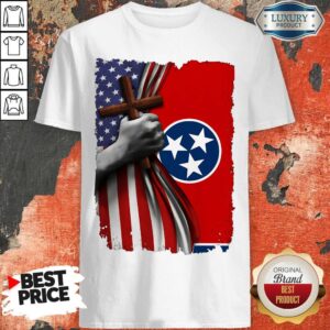 Funny Tennessee American Flag Cross Happy Independence Day Shirt