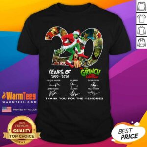 Nice 20 Years How The Grinch Stole Christmas Thank You For The Memories Signatures Shirt