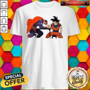 Superman arm wrestling Songoku shirt