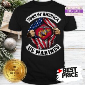 Official Sons Of America US Marines Inside American Flag Shirt