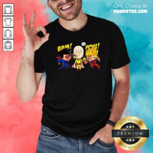 Funny Saitama Vs Superman And Goku Shirt