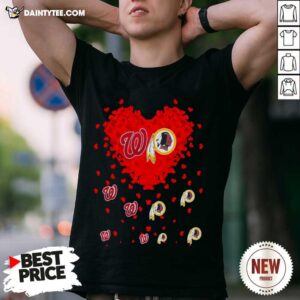 Pretty Heart Red Washington And Redskins Team Football Shirt