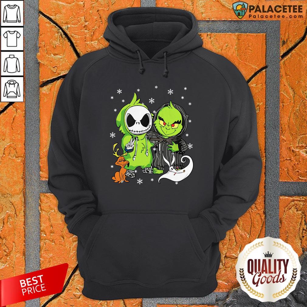 Baby Grinch And Baby Jack Skellington With Boo Christmas Shirt