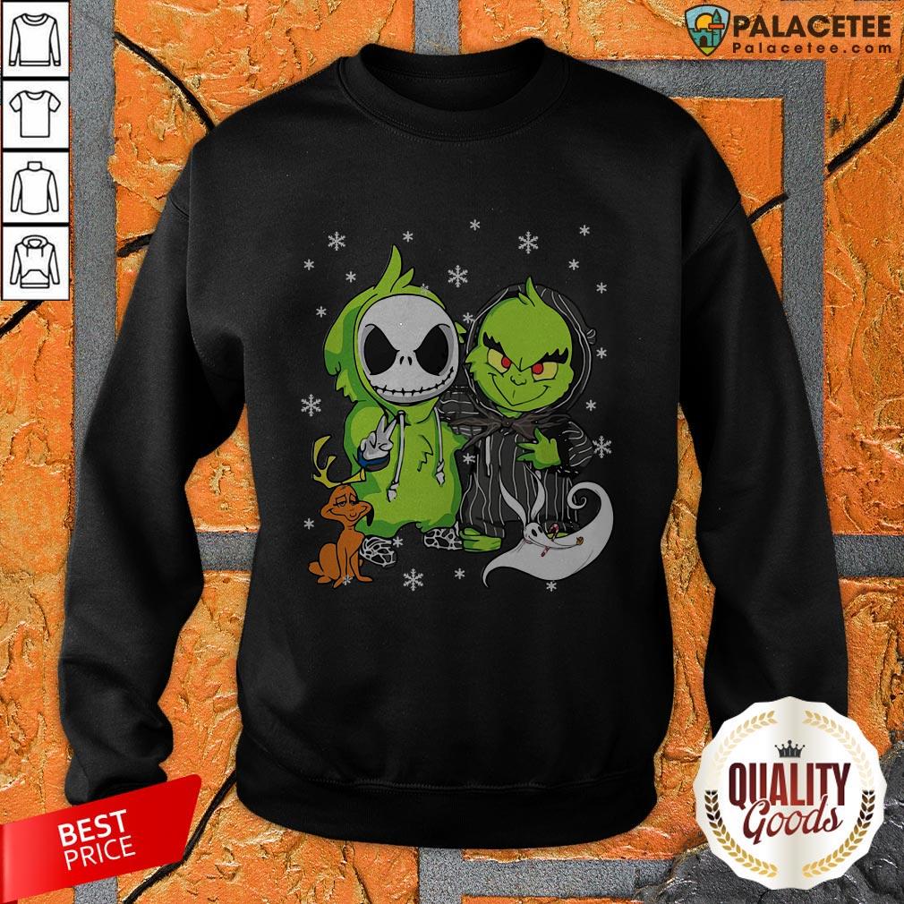 Baby Grinch And Baby Jack Skellington With Boo Christmas Shirt