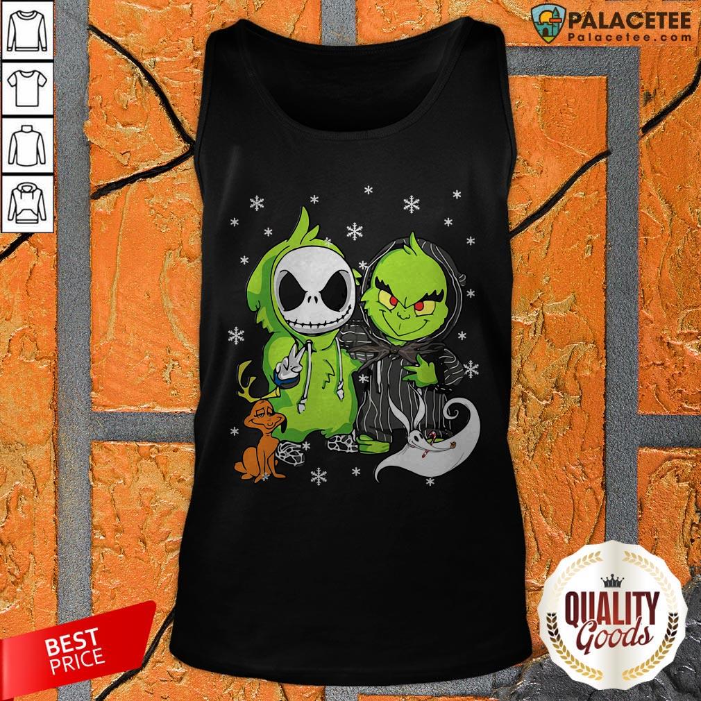 Baby Grinch And Baby Jack Skellington With Boo Christmas Shirt