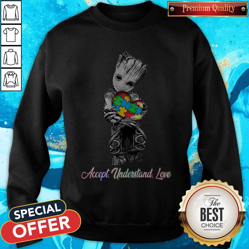 Baby Groot Hug Autism Heart Accept Understand Love Shirt