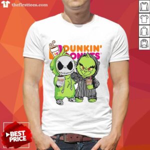 Hot Baby Jack Skellington And Grinch Love Dunkin’ Donuts Shirt
