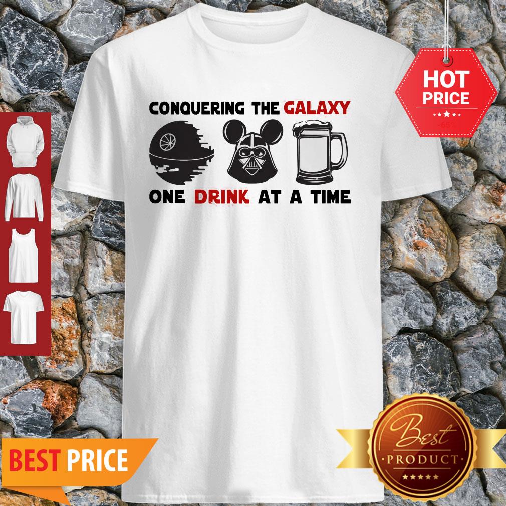 Conquering The Galaxy One Drink At A Time Mickey Darth Vader Shirt