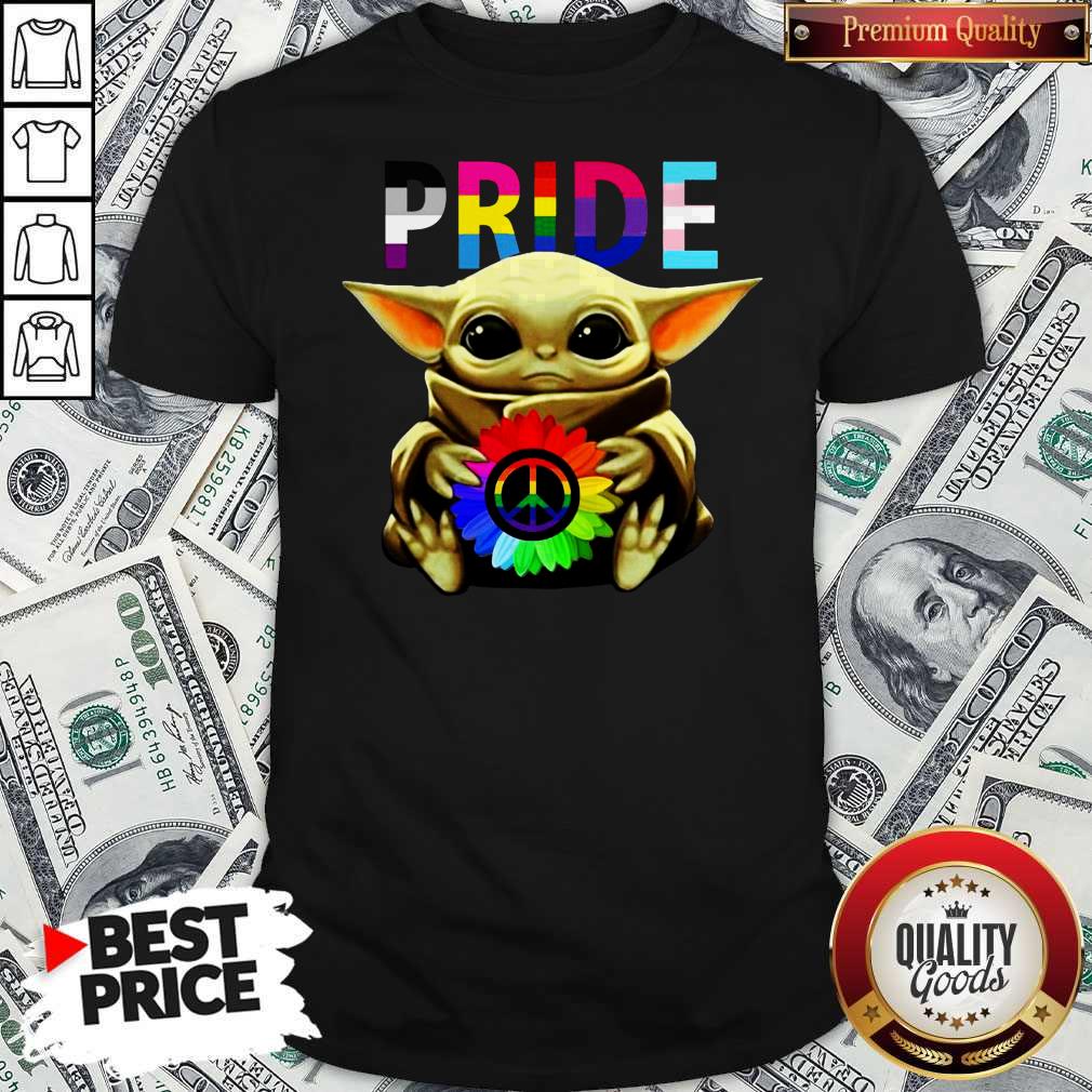 Cute Pride Baby Yoda Hug Hippie Sunflower Shirt