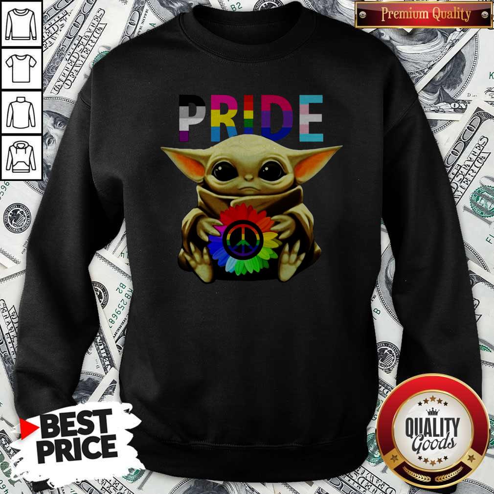 Cute Pride Baby Yoda Hug Hippie Sunflower Shirt